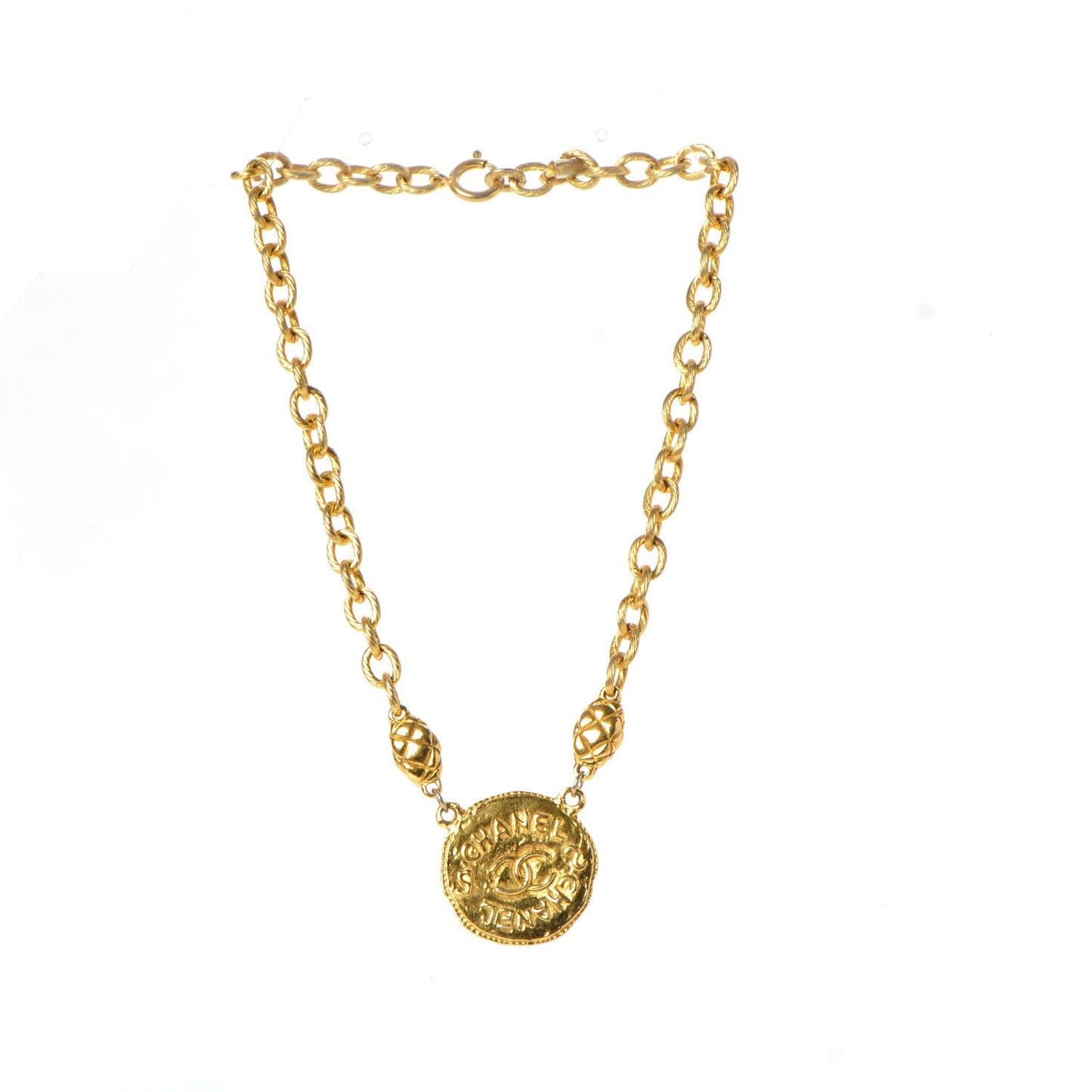 Chain CC Medallion Necklace Gold