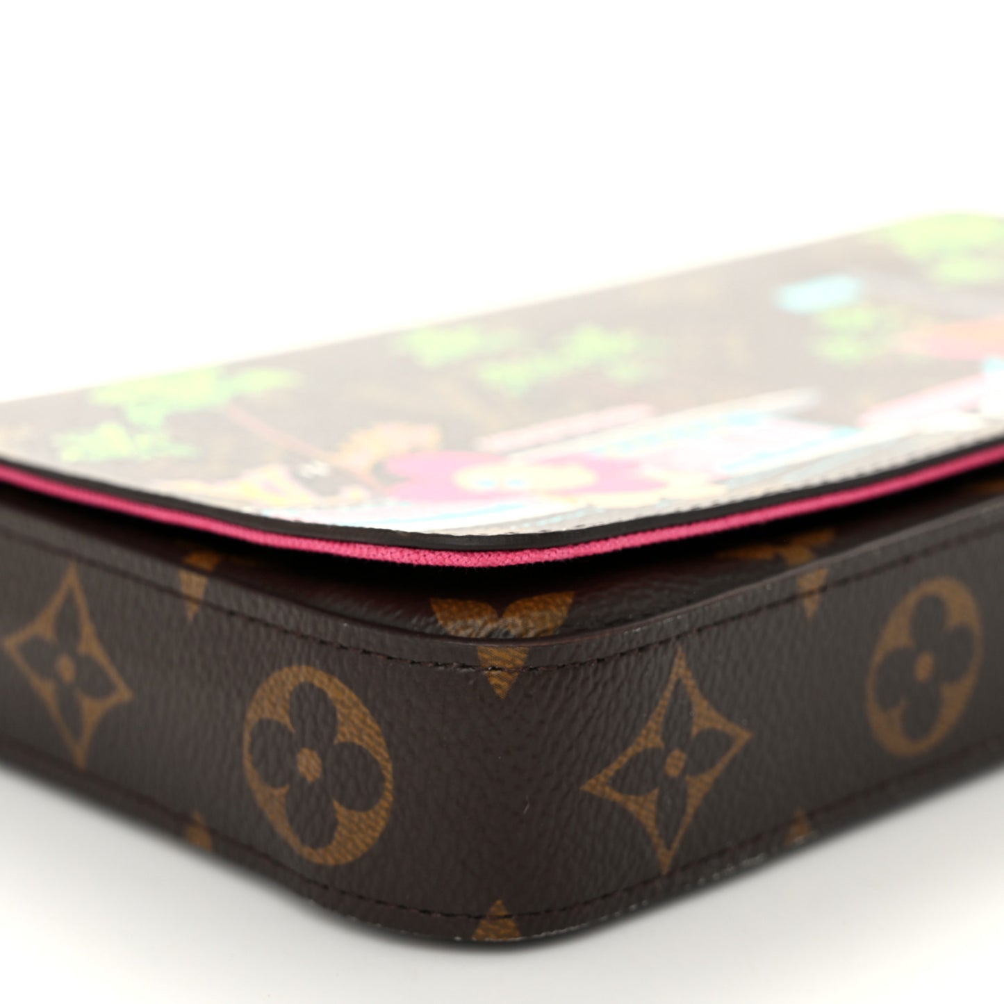 Monogram 2021 Christmas Animation Hollywood Pochette Felicie Chain Wallet Fuchsia