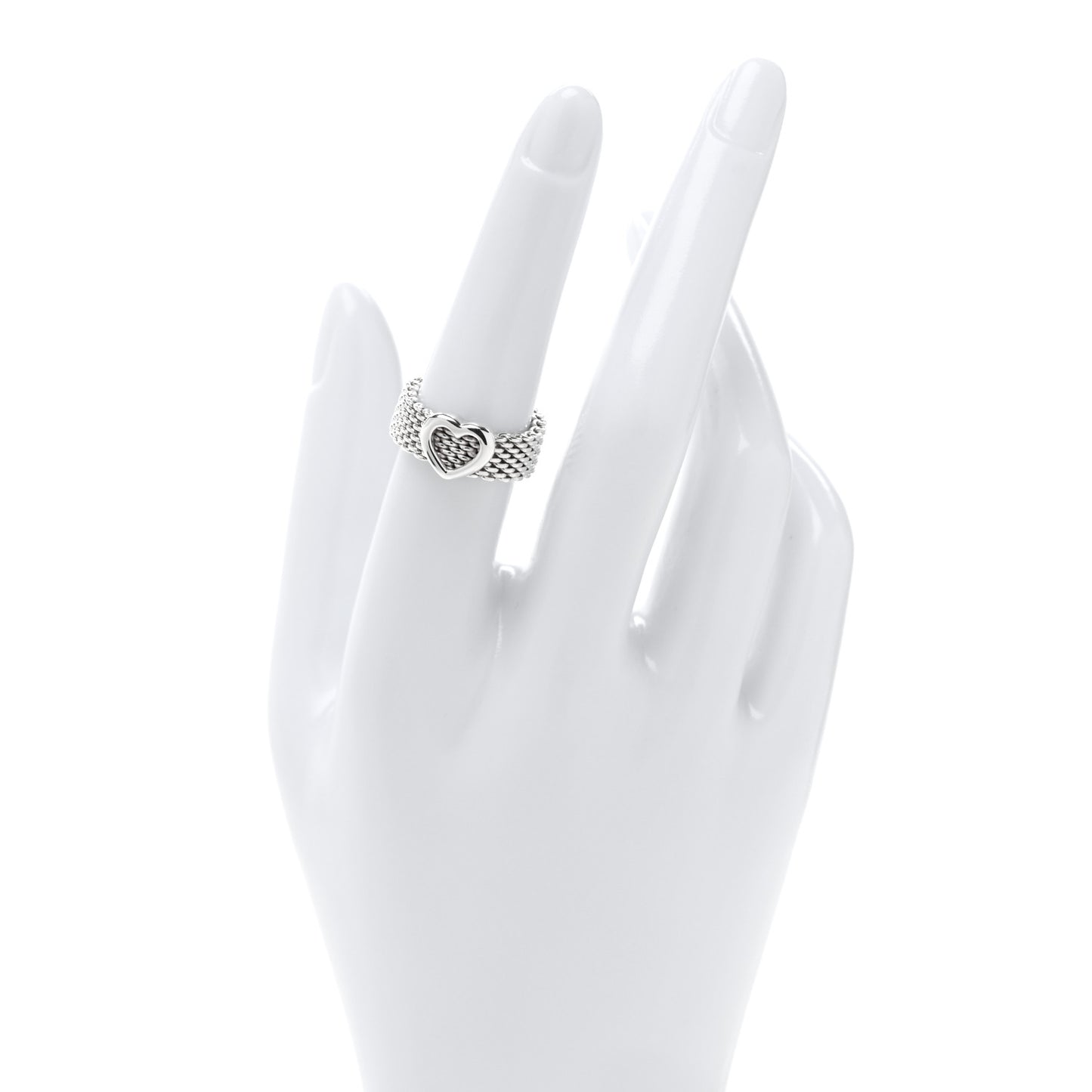 Sterling Silver Somerset Mesh Heart Ring 52 6