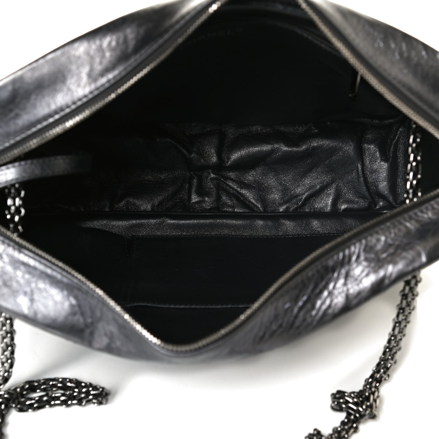 Metallic Aged Calfskin Quilted Large Reissue Camera Case Silver