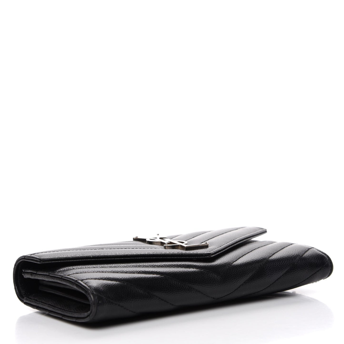Grain De Poudre Matelasse Chevron Monogram Flap Wallet Black