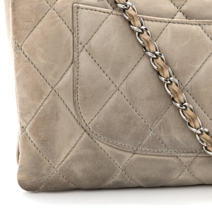 Chanel Lambskin Quilted Jumbo Chanel 3 Flap Light Grey 18 of 22