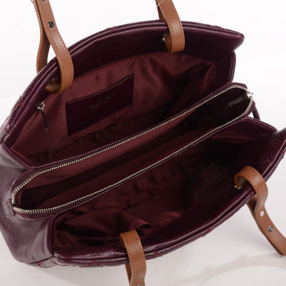 Chanel Glazed Calfskin On the Road Zip Tote Plum 5 of 7