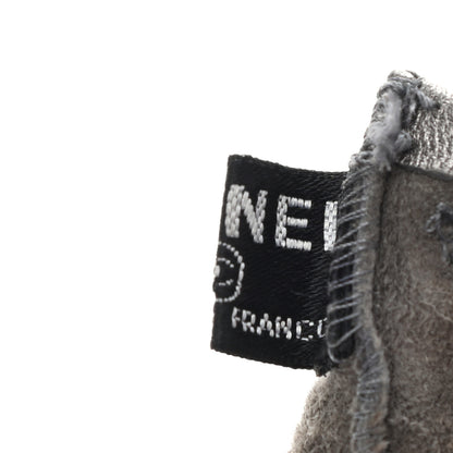 Chanel Metallic Lambskin Fingerless Woven CC Gloves 7.5 Silver 4 of 5