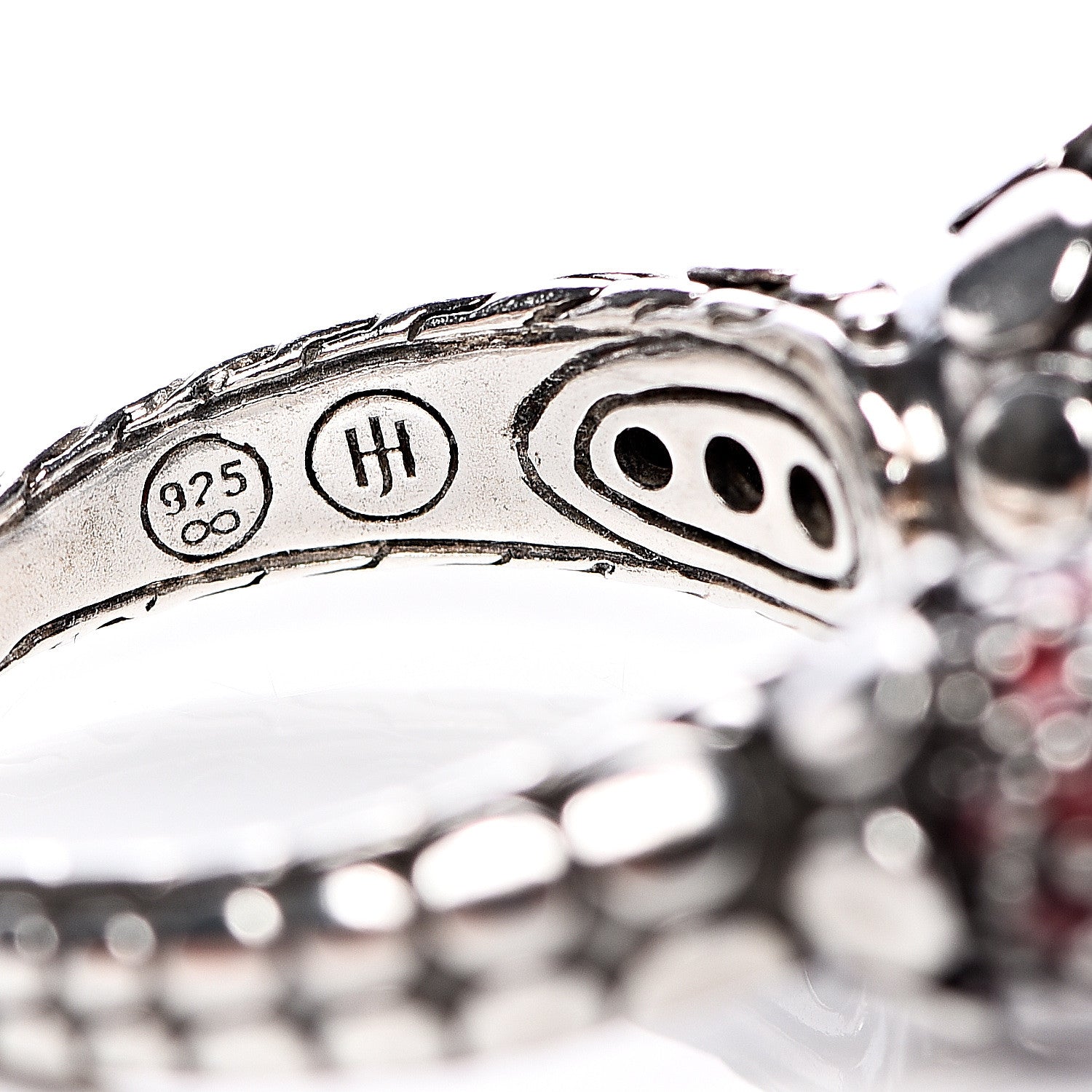 John Hardy Sterling Silver Garnet Dot Bypass Ring 55 7.25 6 of 6