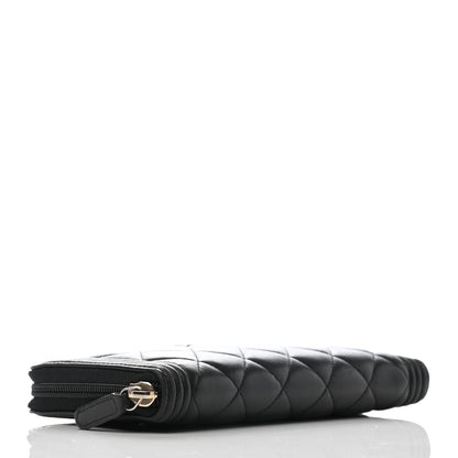 Chanel Lambskin Quilted Boy Zip Around Wallet Black 4 of 8