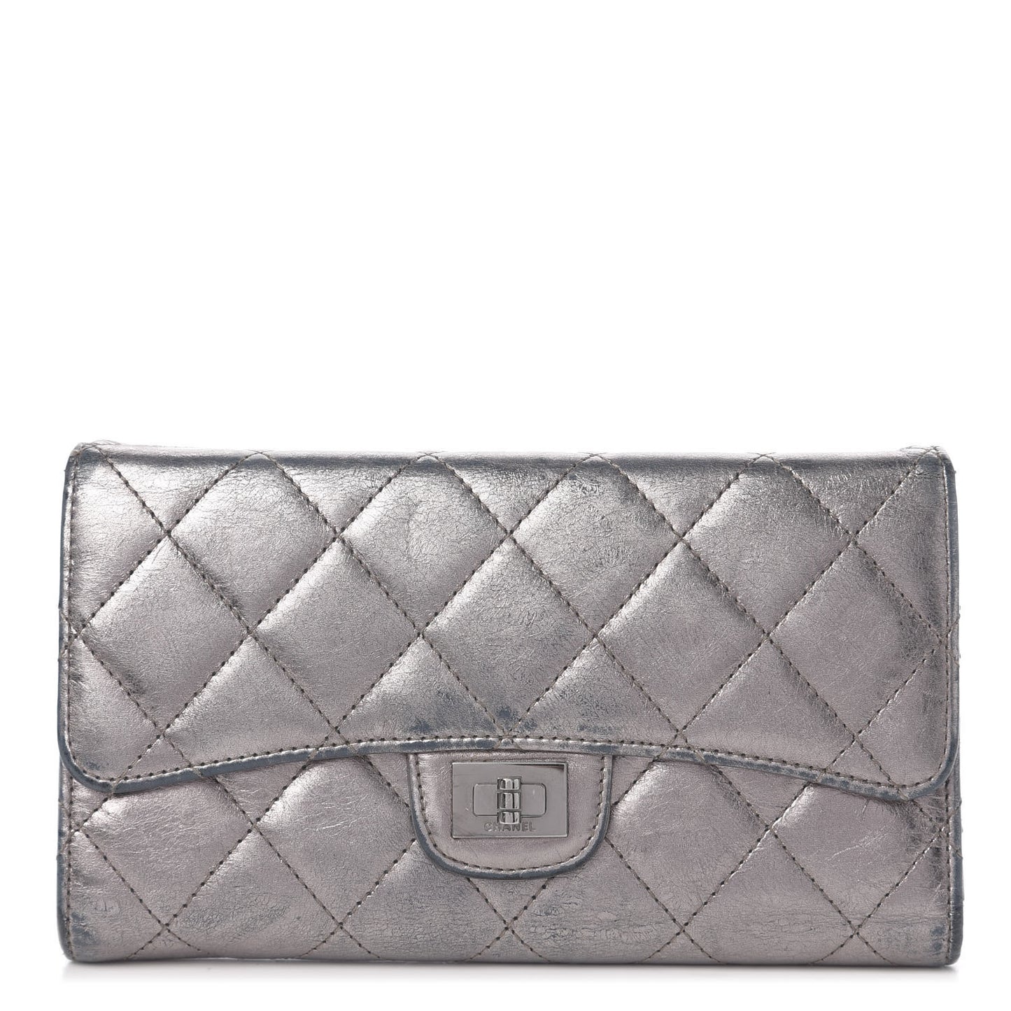 Metallic Aged Calfskin Quilted Reissue Long Flap Wallet