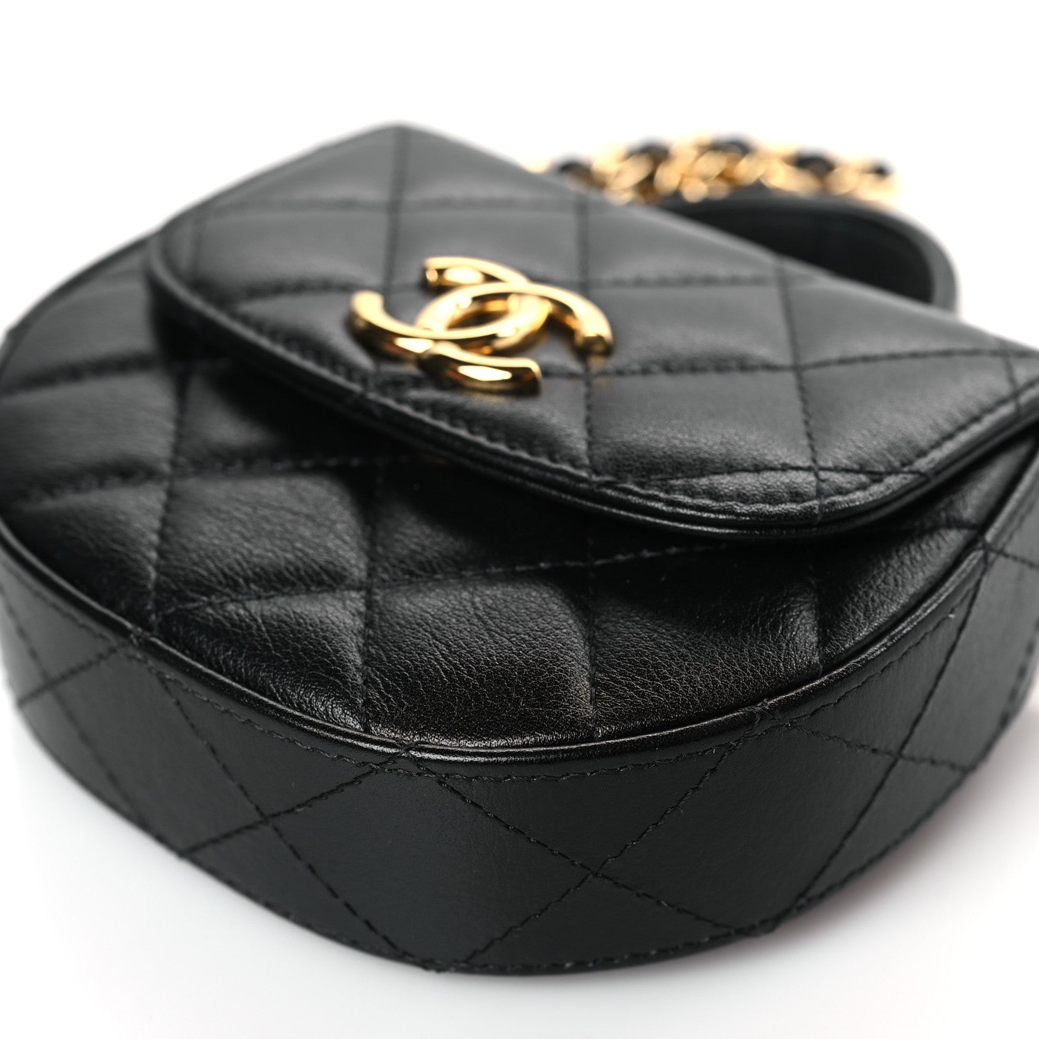 Chanel Shiny Aged Calfskin Quilted Mini Top Handle Clutch With Chain Black 9 of 9
