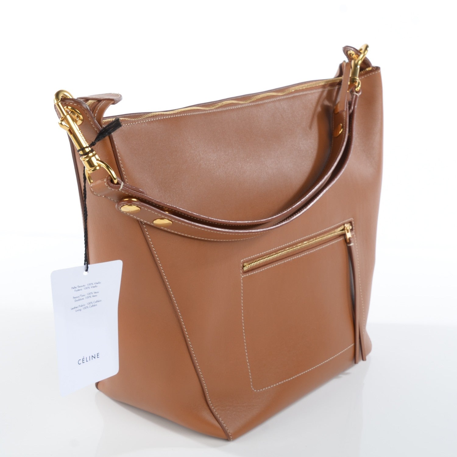 Celine Natural Calfskin Medium Zipped Hobo Tan 3 of 8