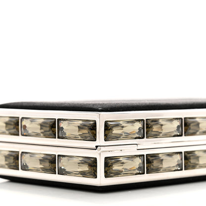 Judith Leiber Satin Crystal Box Clutch Black Silver 7 of 8