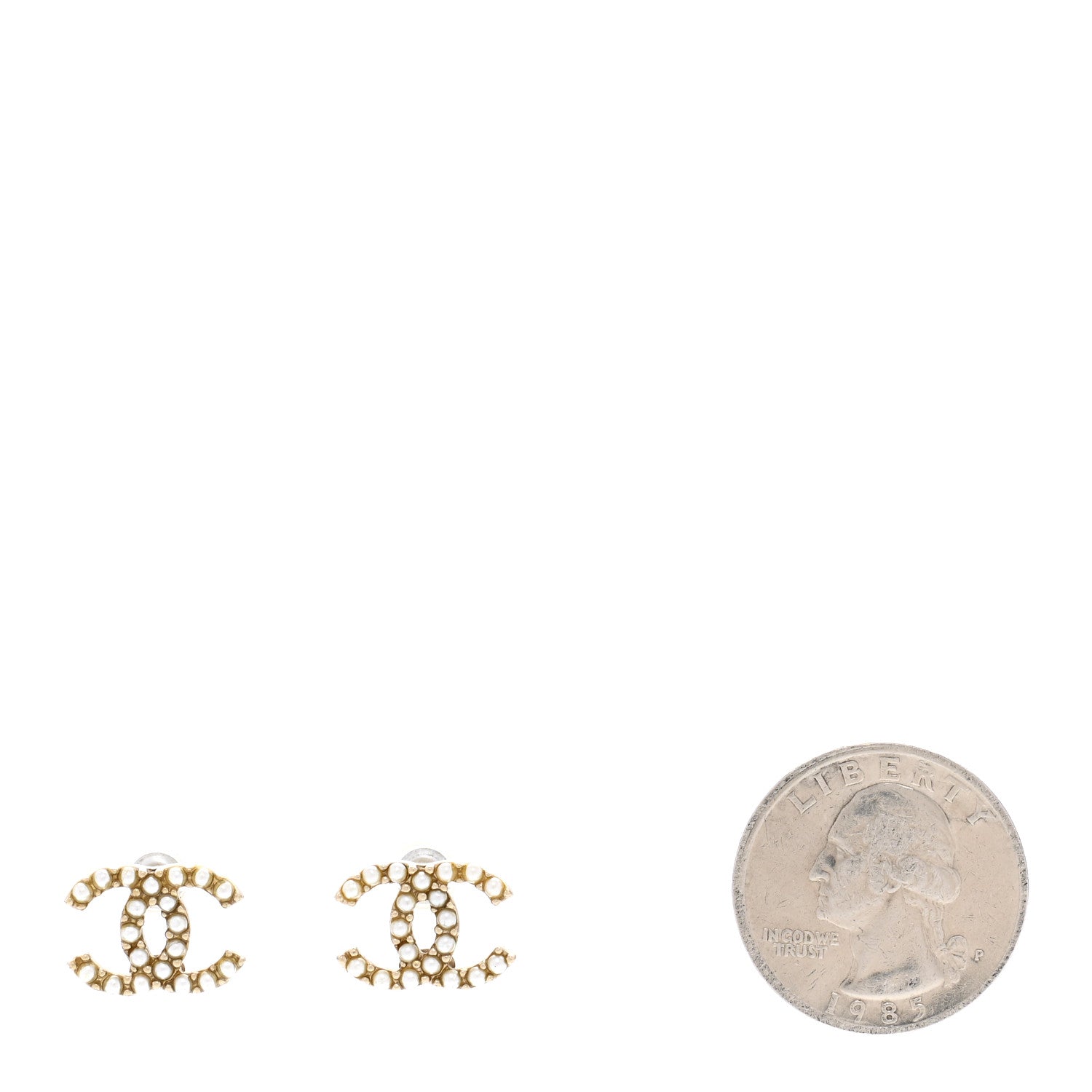 Chanel Pearl CC Earrings Light Gold 2 of 5