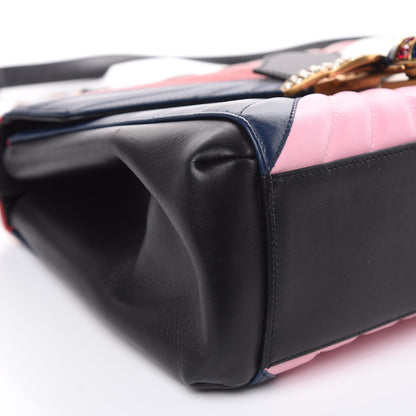 Gucci Calfskin Bamboo Trapuntata Queen Margaret Top Handle Bag Blue Agata Hibiscus Red Mystic White Sugar Pink 8 of 15