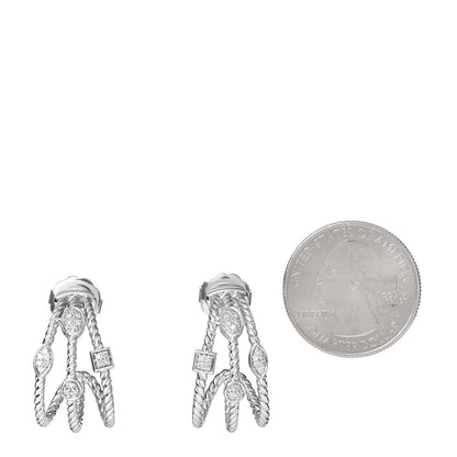 David Yurman Sterling Silver Diamond Confetti 3 Row Earrings 2 of 4