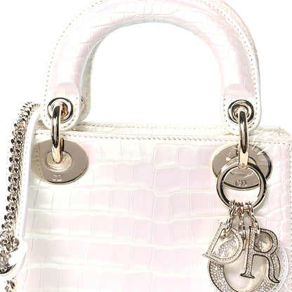 Christian Dior Metallic Alligator Mini Lady Dior White 8 of 11