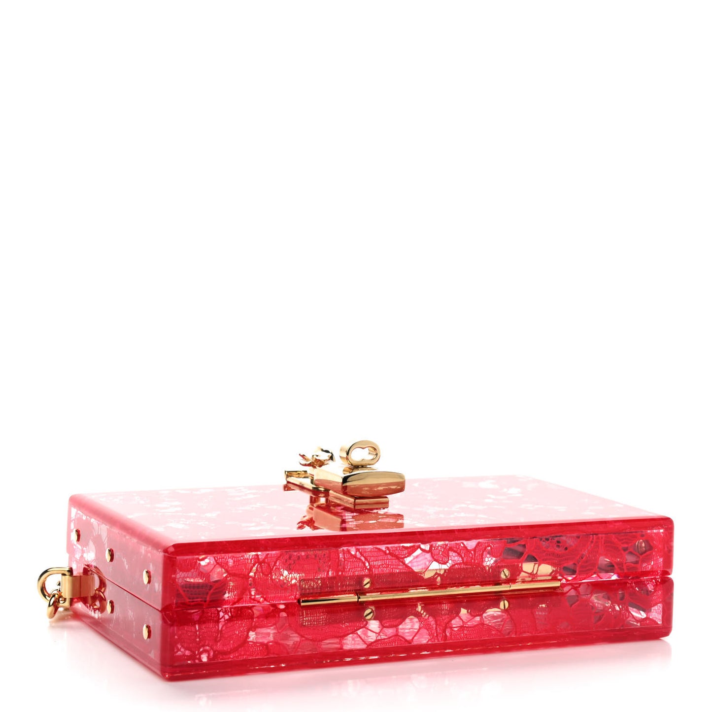 Plexiglass Lace Dolce Box Clutch Red