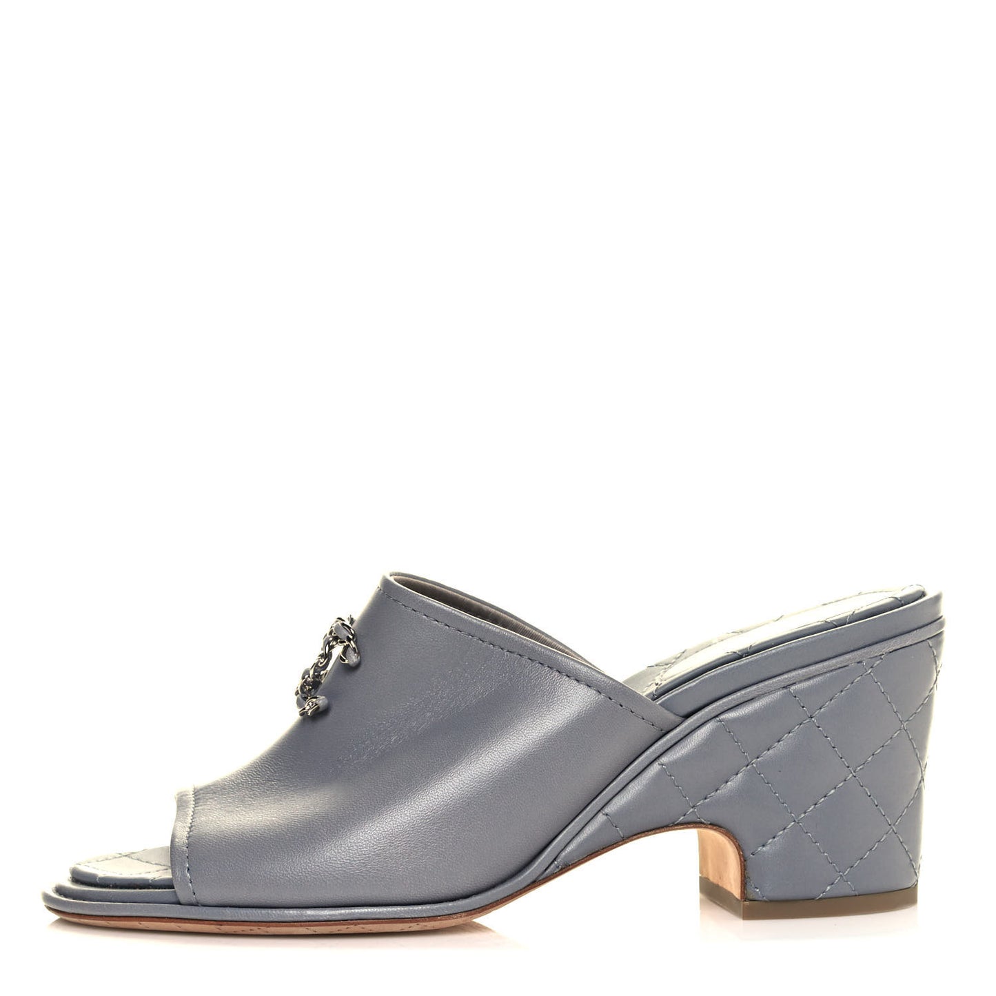Lambskin Quilted CC Chain Mules 40.5 Grey