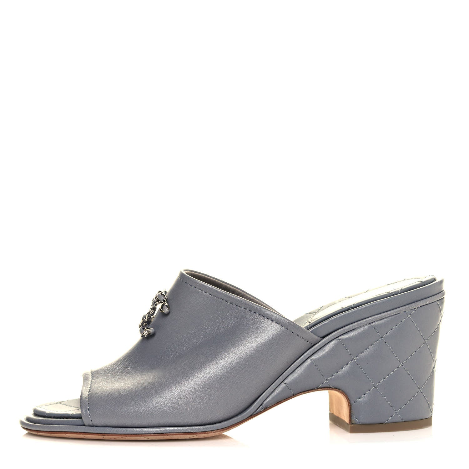 Chanel Lambskin Quilted CC Chain Mules 40.5 Grey 1 of 8