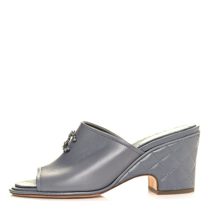 Chanel Lambskin Quilted CC Chain Mules 40.5 Grey 1 of 8