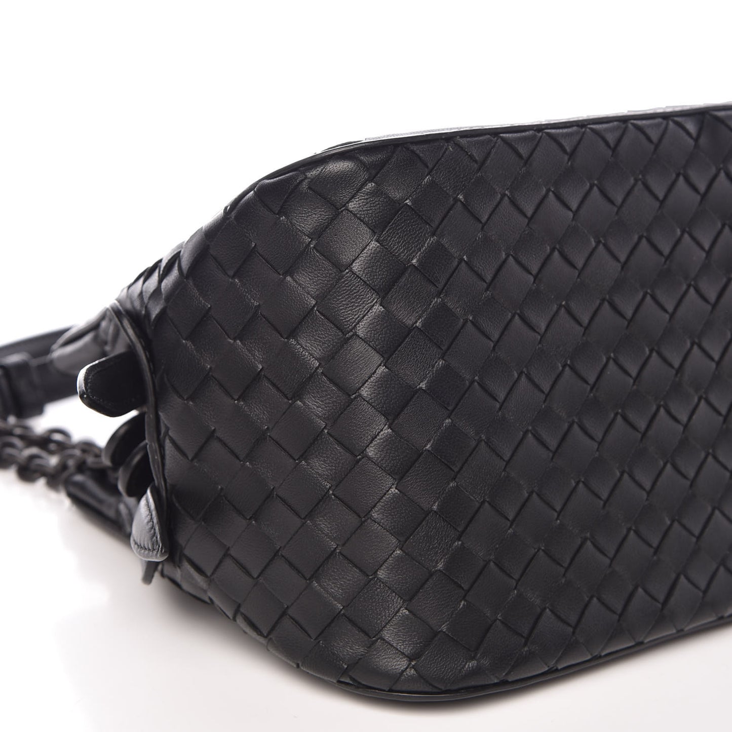 Nappa Intrecciato Chain Shoulder Bag Black