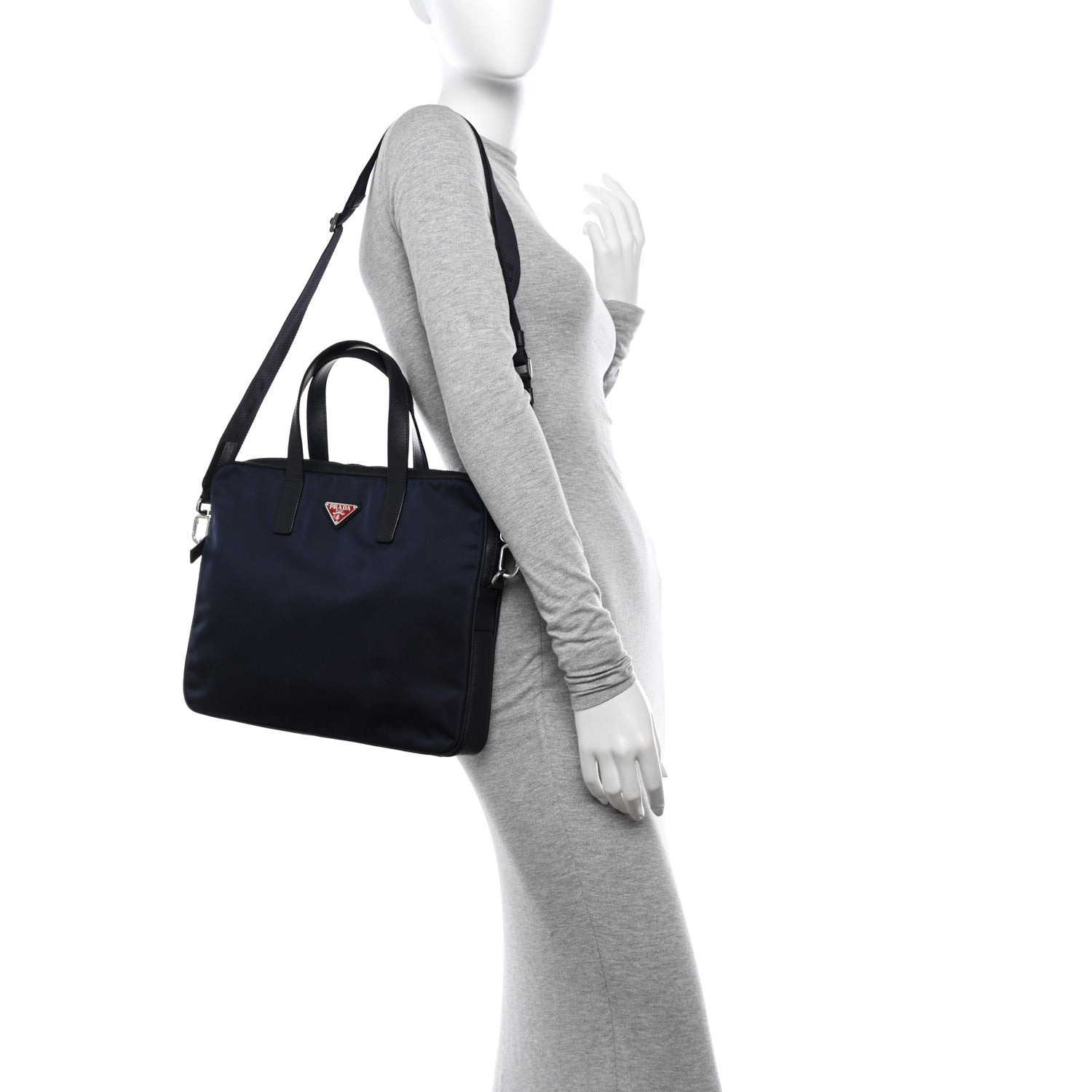 Prada Tessuto Nylon Saffiano Briefcase Black 2 of 9