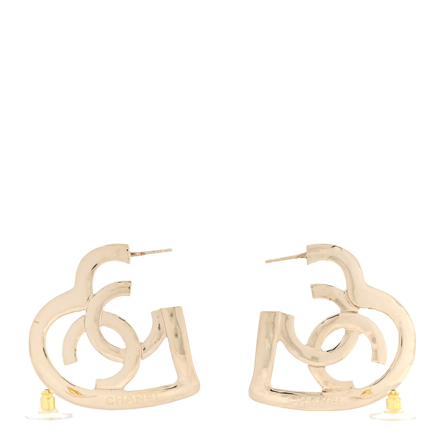 Metal CC Heart Coco In Love Hoop Earrings Gold