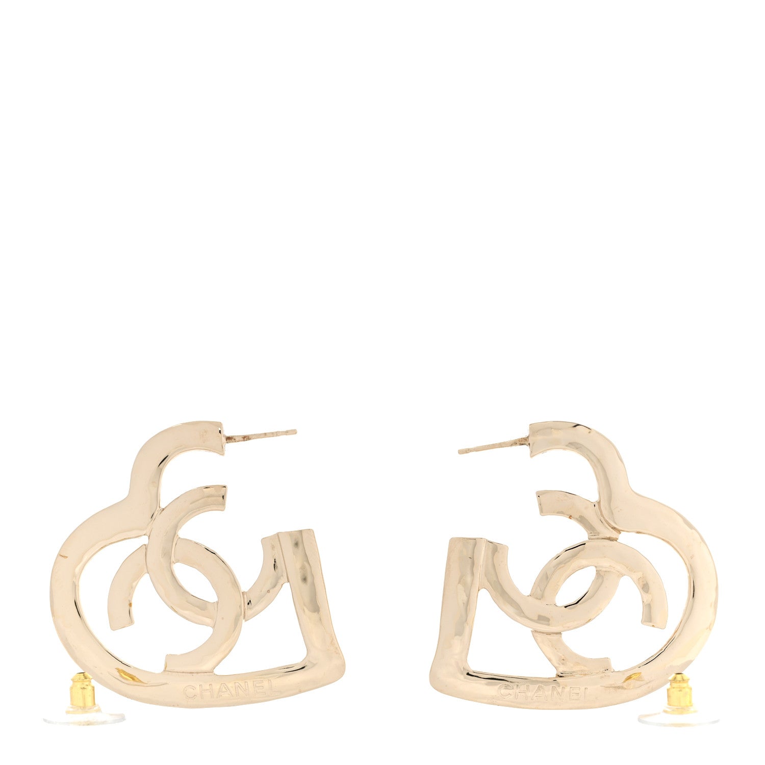 Chanel Metal CC Heart Coco In Love Hoop Earrings Gold 3 of 5