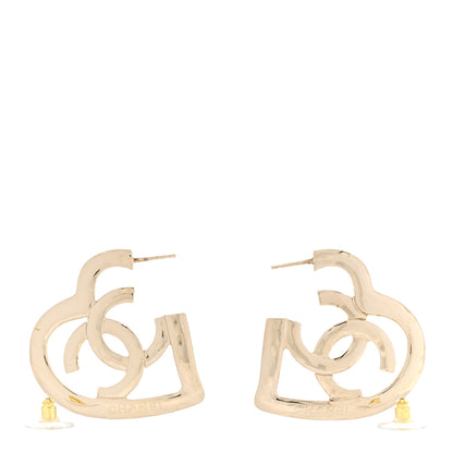 Chanel Metal CC Heart Coco In Love Hoop Earrings Gold 3 of 5