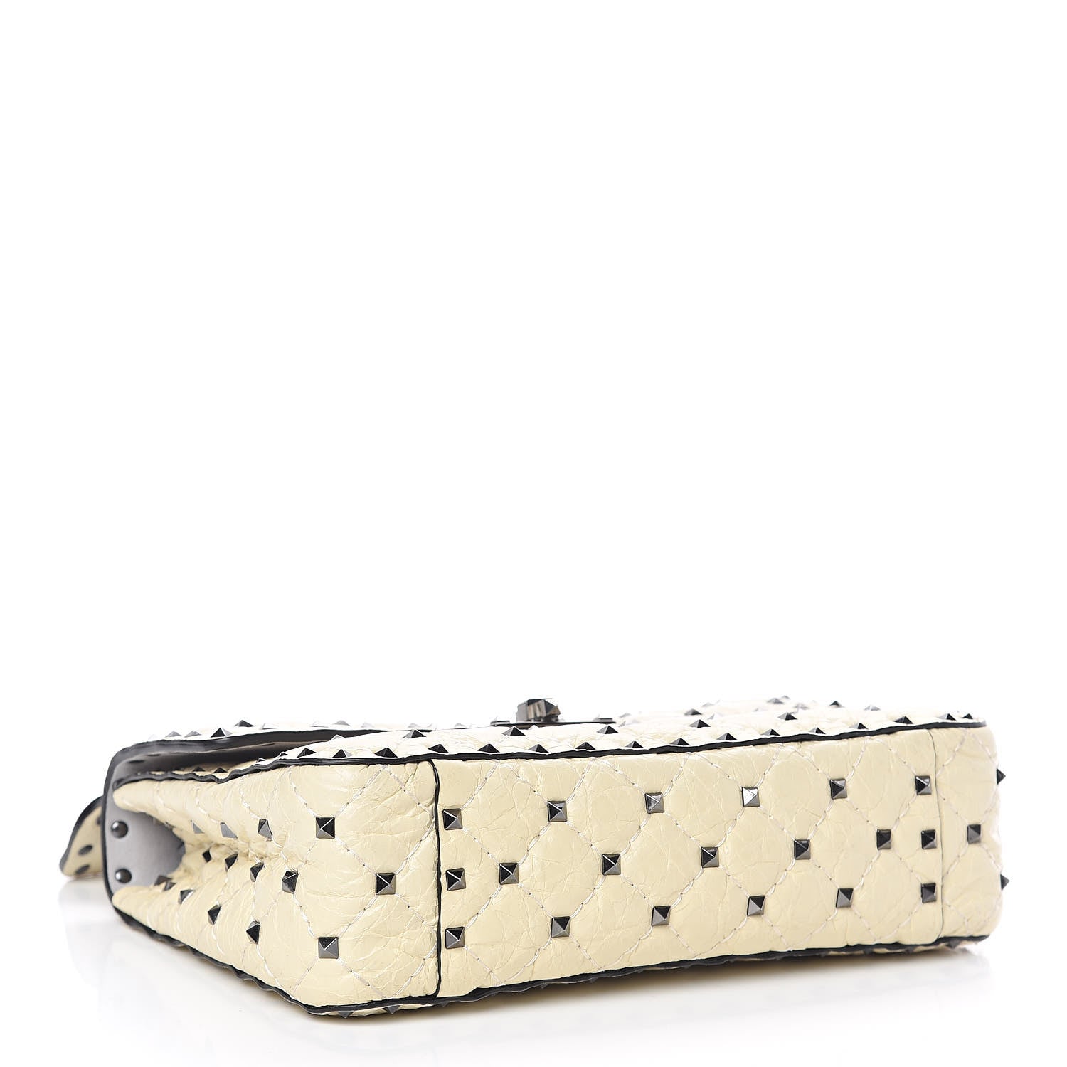 Valentino Garavani Craquele Nappa Medium Rockstud Spike Shoulder Bag Light Ivory 4 of 11