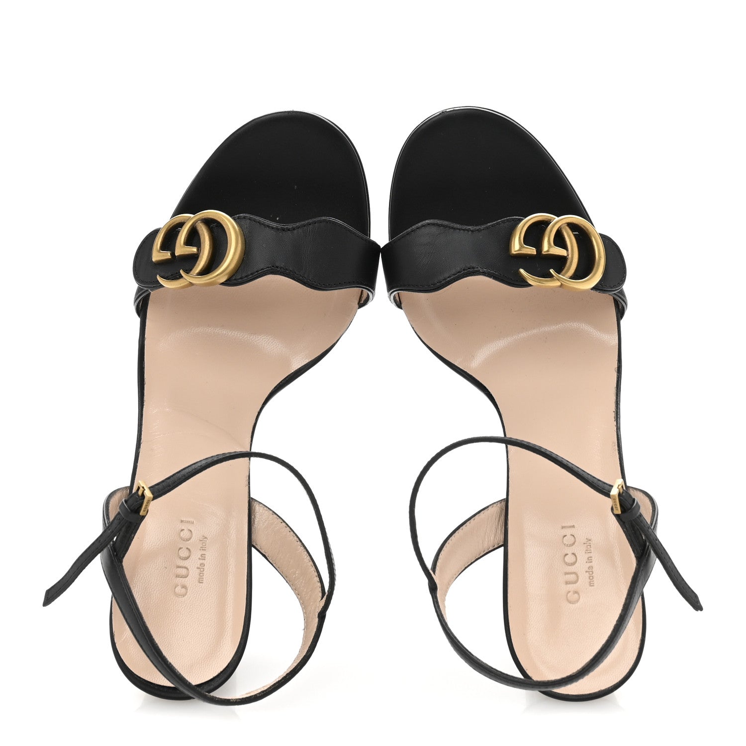 Gucci Lifford Calfskin GG Marmont Ankle Wrap 105mm Sandals 38.5 Black 2 of 10