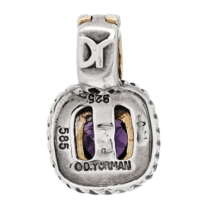 David Yurman Sterling Silver 14K Yellow Gold Amethyst 7mm Albion Enhancer Pendant 3 of 4