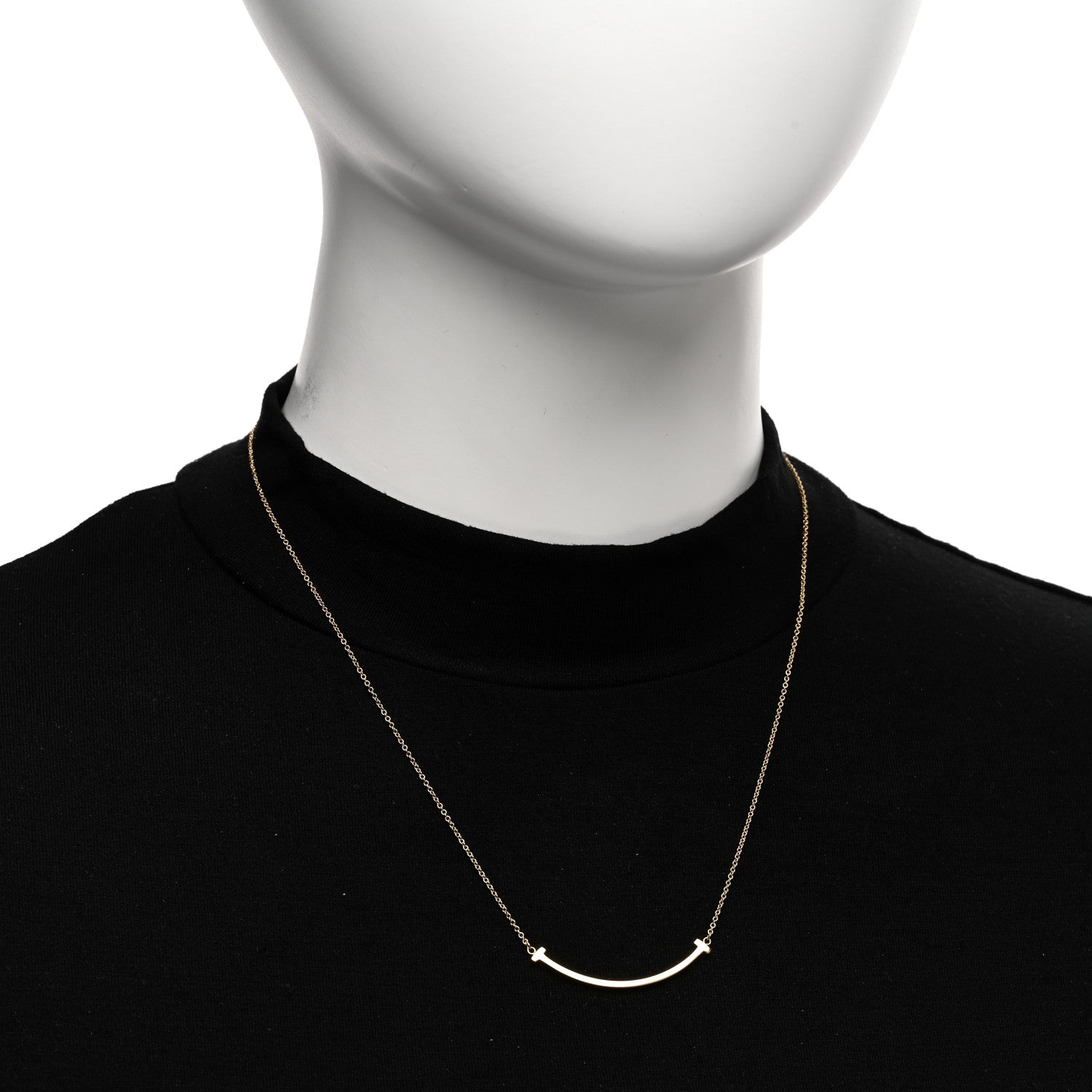 Tiffany 18K Yellow Gold Small T Smile Pendant Necklace 2 of 5