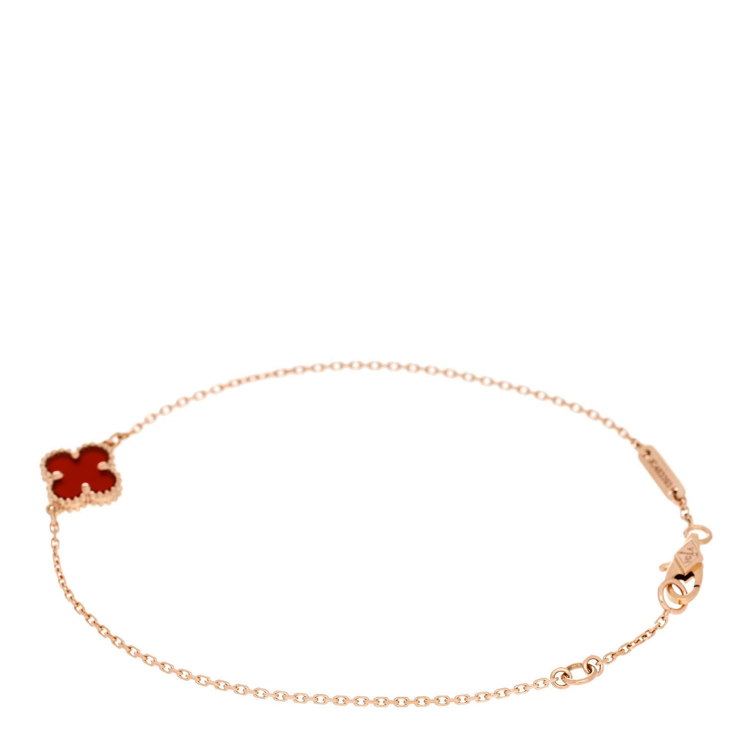 Van Cleef & Arpels 18K Rose Gold Carnelian Sweet Alhambra Bracelet 2 of 5