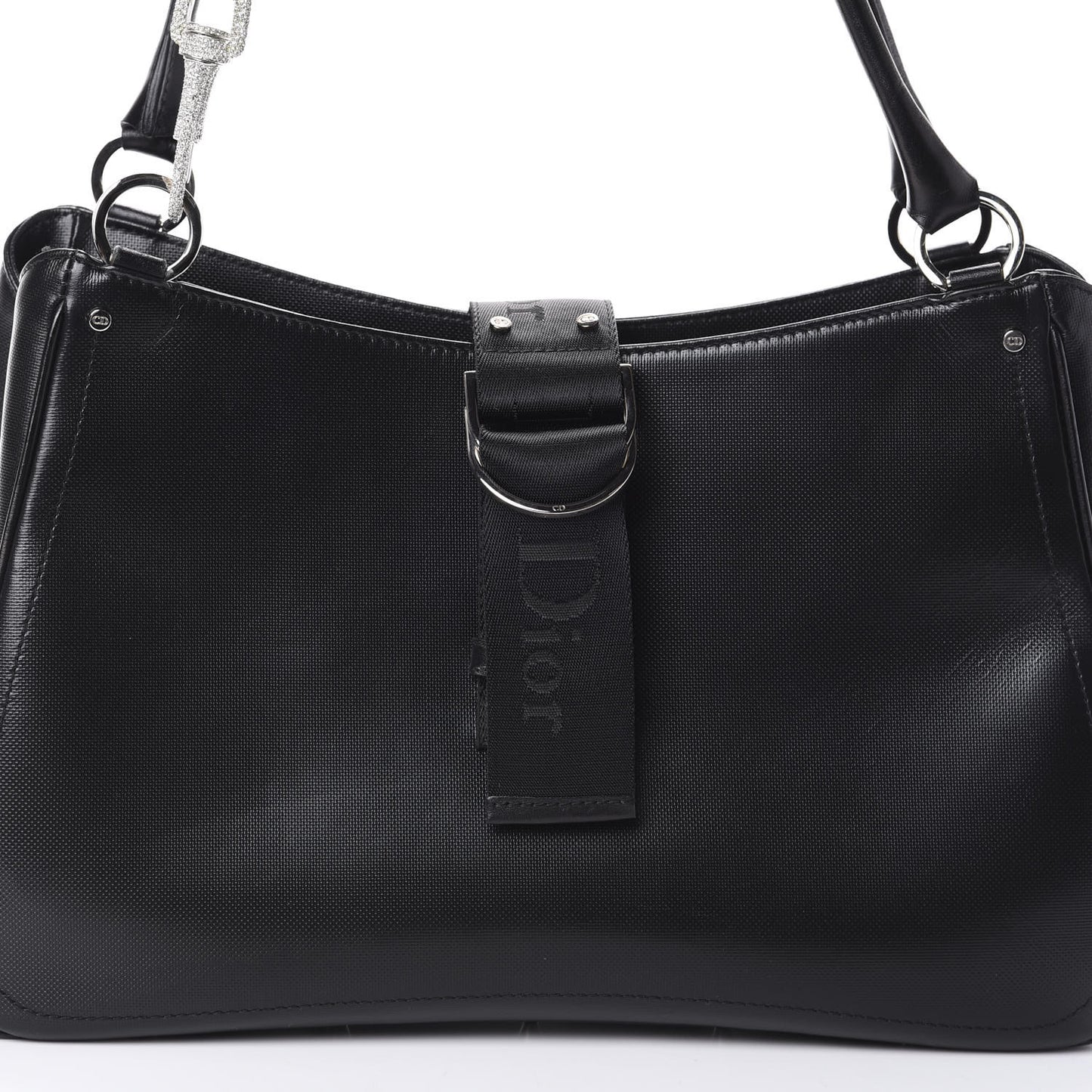 Coated Canvas Crystal Hardcore Shoulder Bag Black