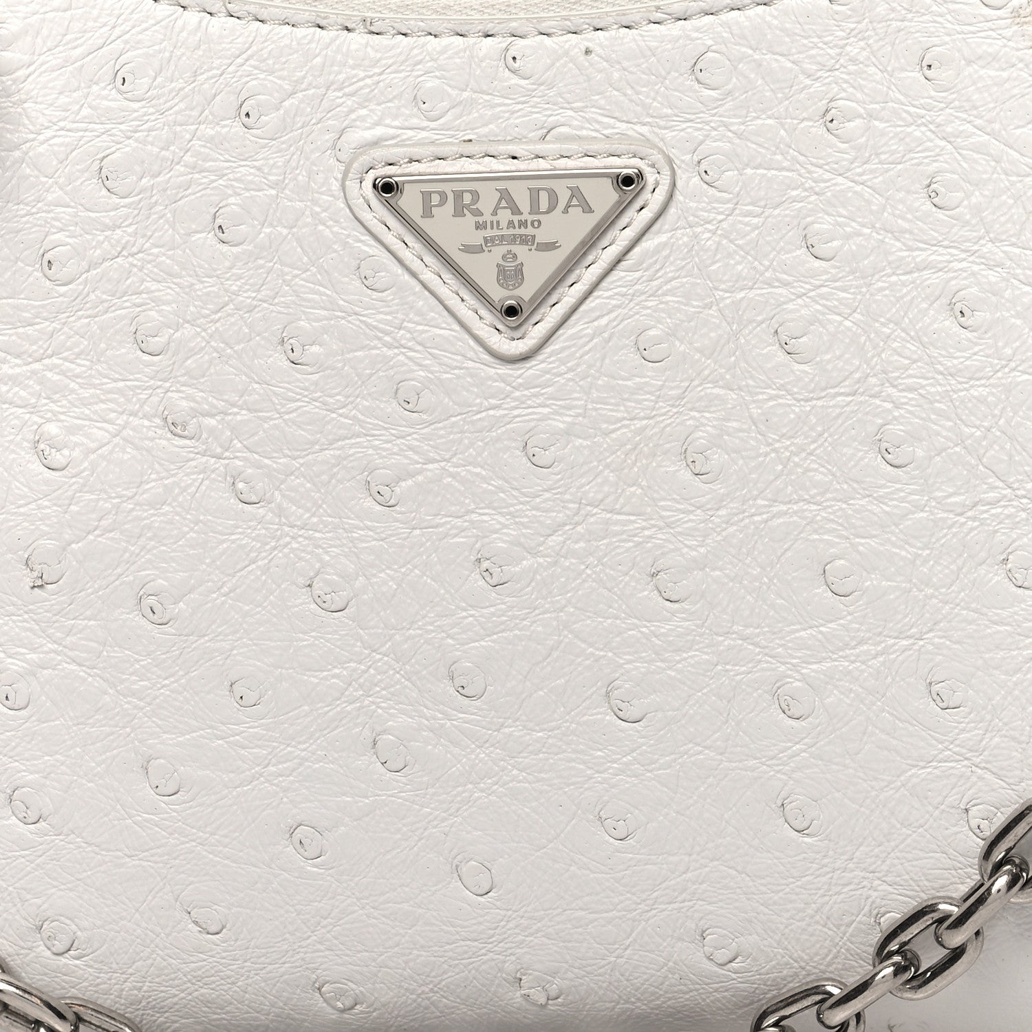 Prada Ostrich Re-Edition 2005 Shoulder Bag White 7 of 11