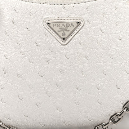 Prada Ostrich Re-Edition 2005 Shoulder Bag White 7 of 11