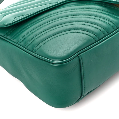 Gucci Calfskin Matelasse Medium GG Marmont Shoulder Bag Emerald Green 10 of 12