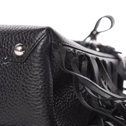 Burberry Grainy Calfskin Studded Fringe Baby Banner Tote Black 10 of 12