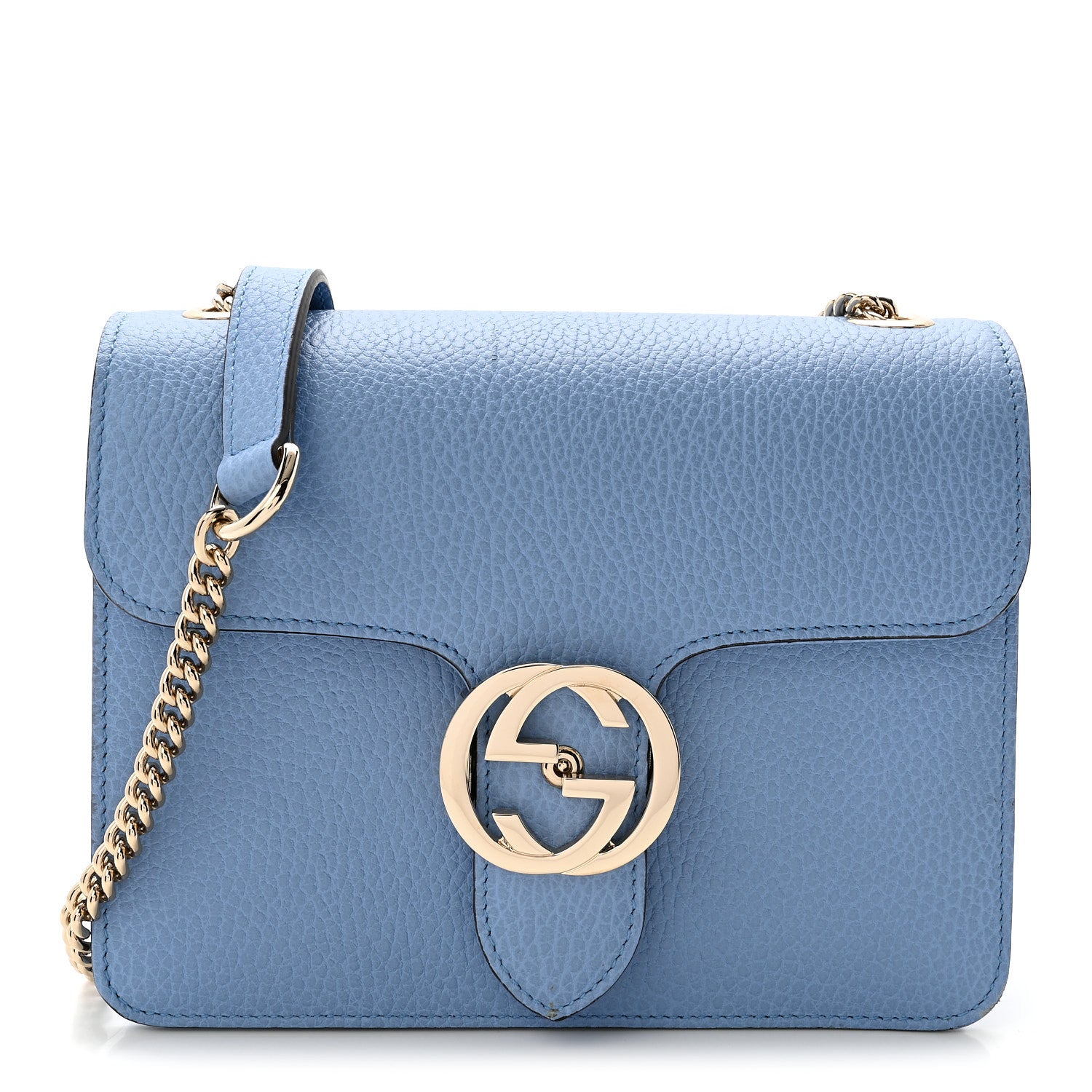 Gucci Dollar Calfskin Small Interlocking G Shoulder Bag Mineral Blue 1 of 10
