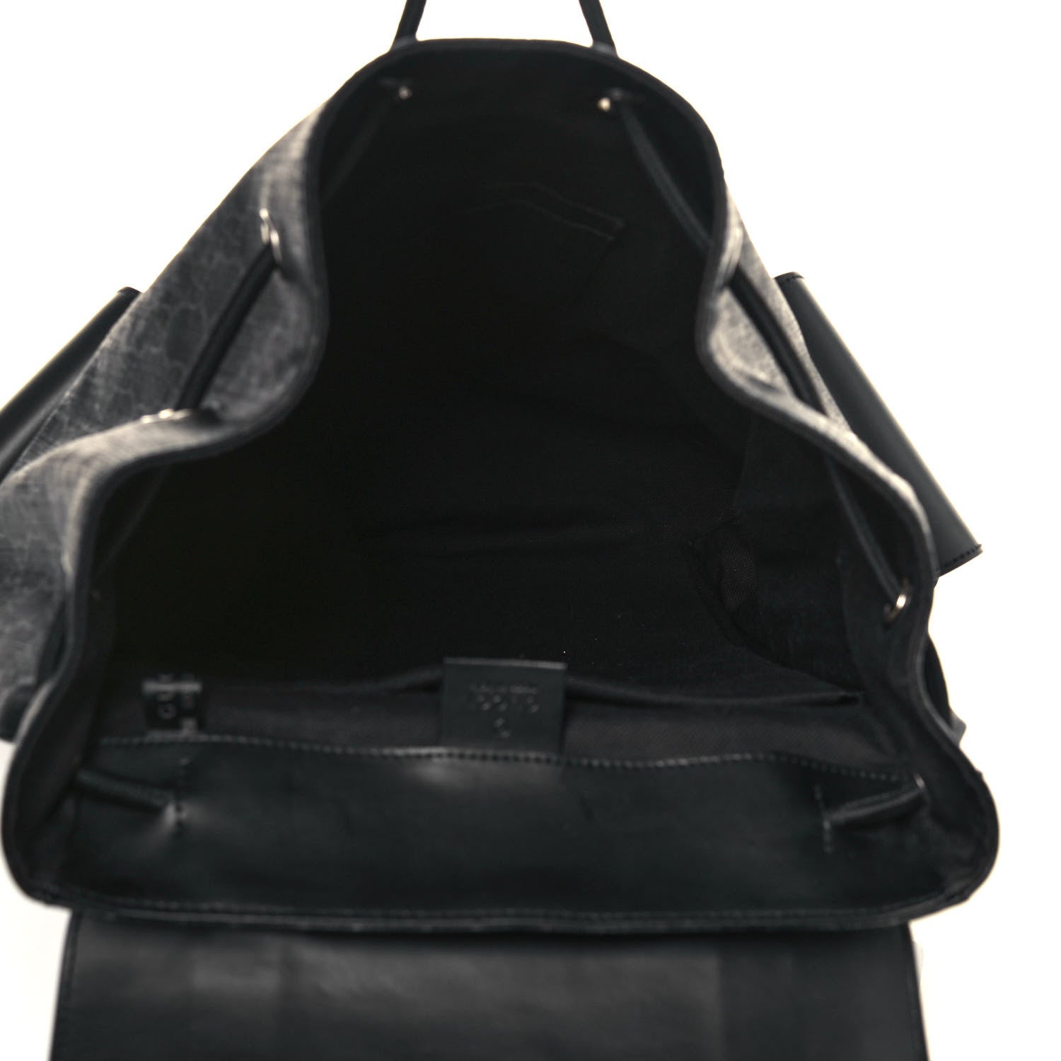 Gucci Soft GG Supreme Monogram Appia Calfskin Web Double Buckle Backpack Black 5 of 14