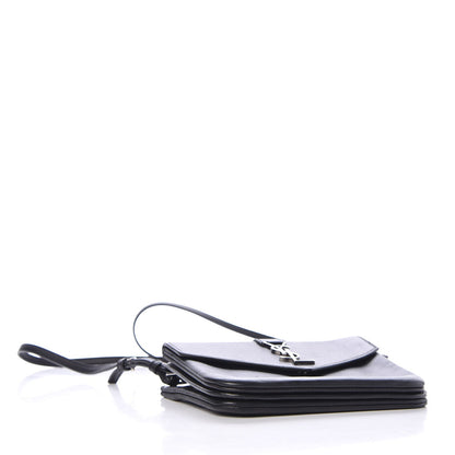 Saint Laurent Calfskin Monogram Tri Pocket Crossbody Bag Black 4 of 10