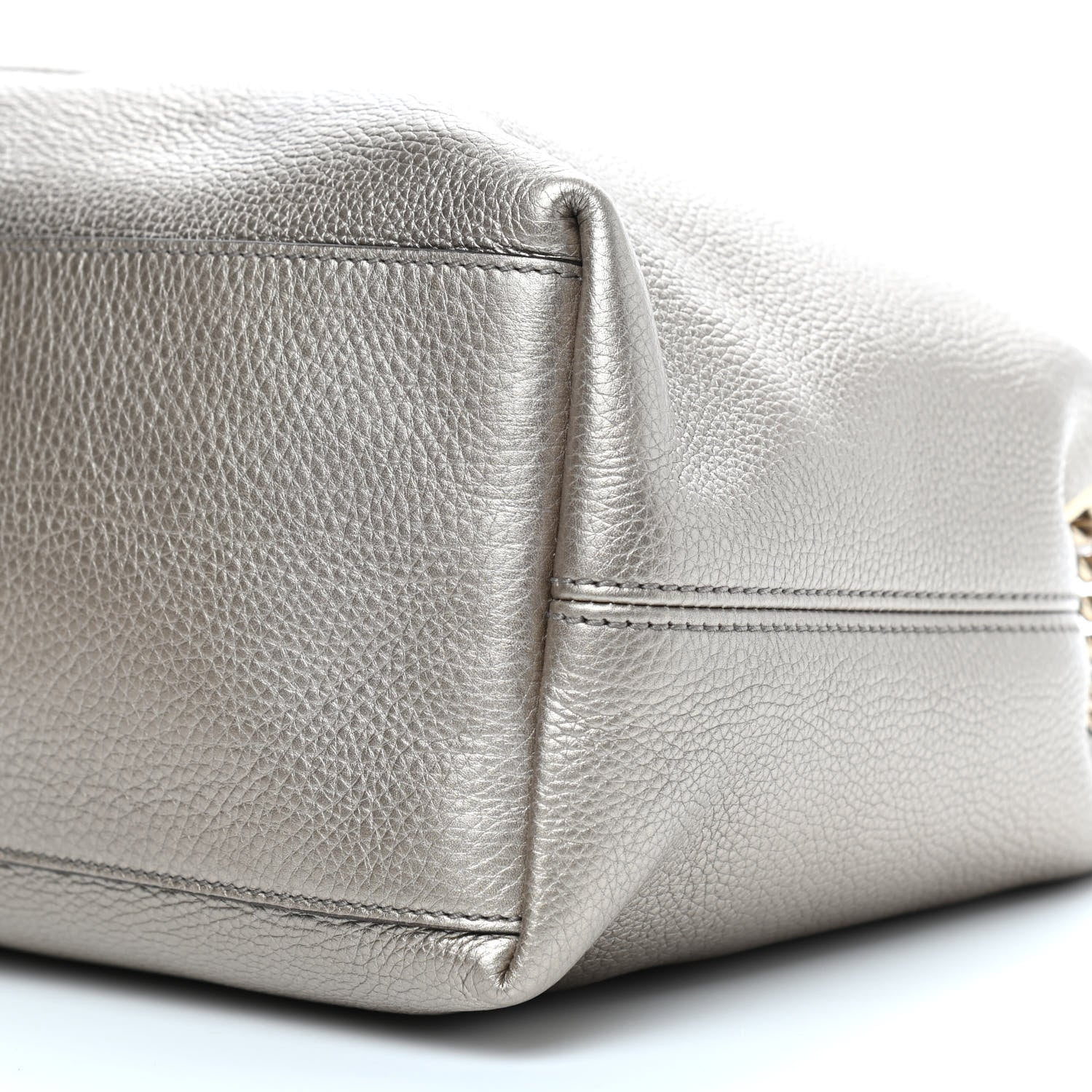Gucci Metallic Pebbled Calfskin Medium Soho Chain Shoulder Bag Golden Beige 9 of 9