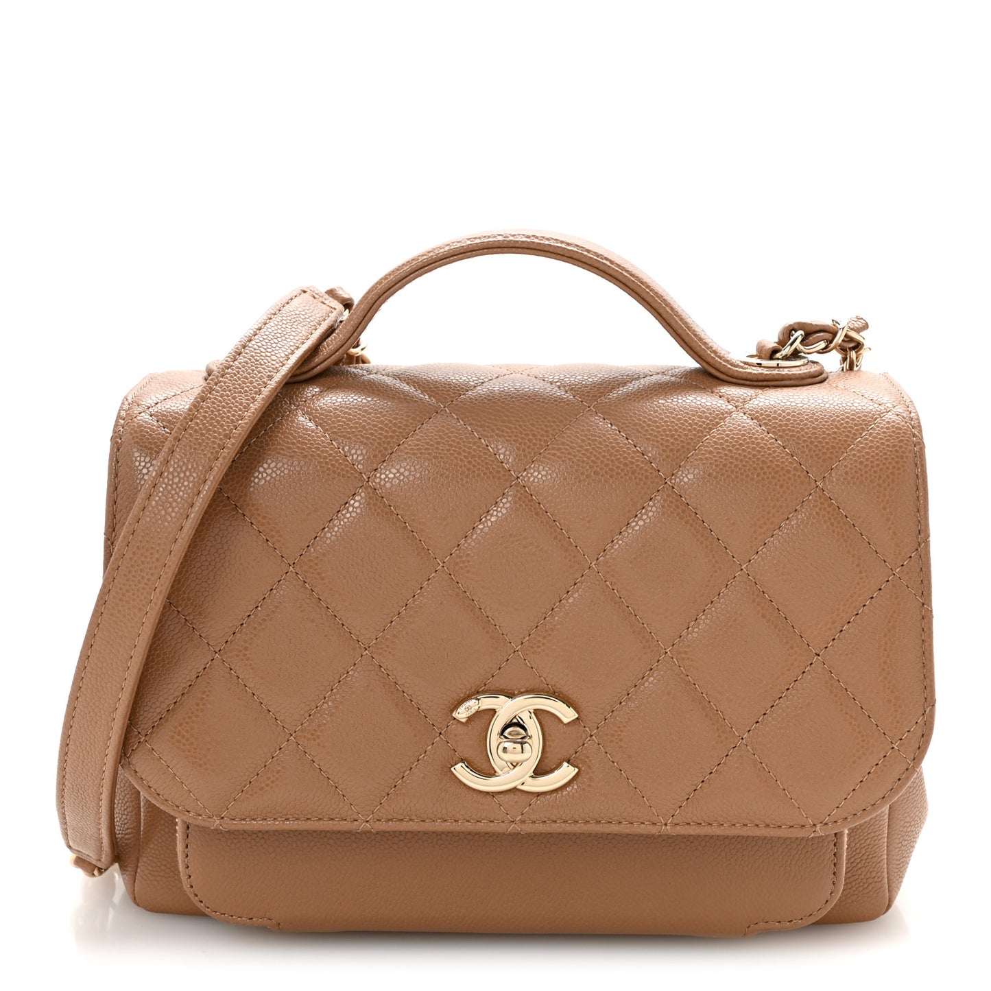 Caviar Quilted Medium Business Affinity Flap Beige