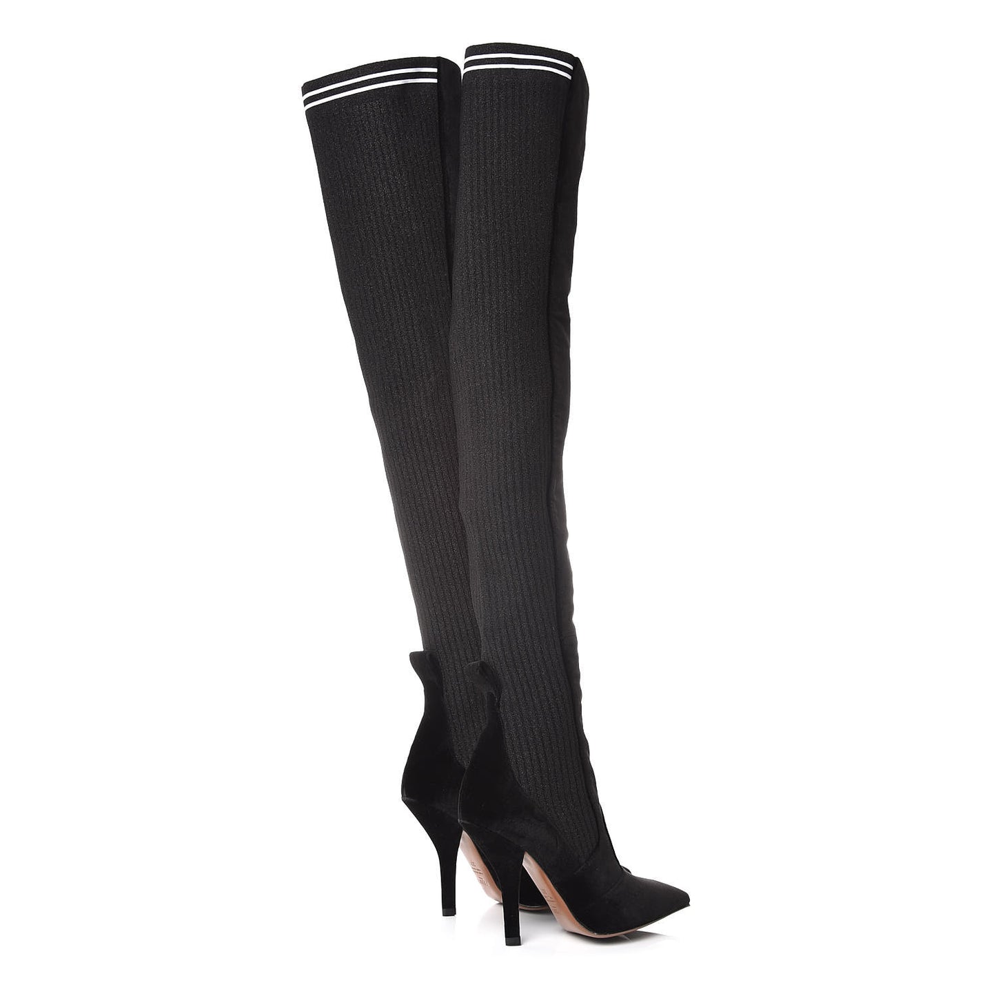 Velvet Lurex Rockoko Thigh High 105mm Boots 37 Black