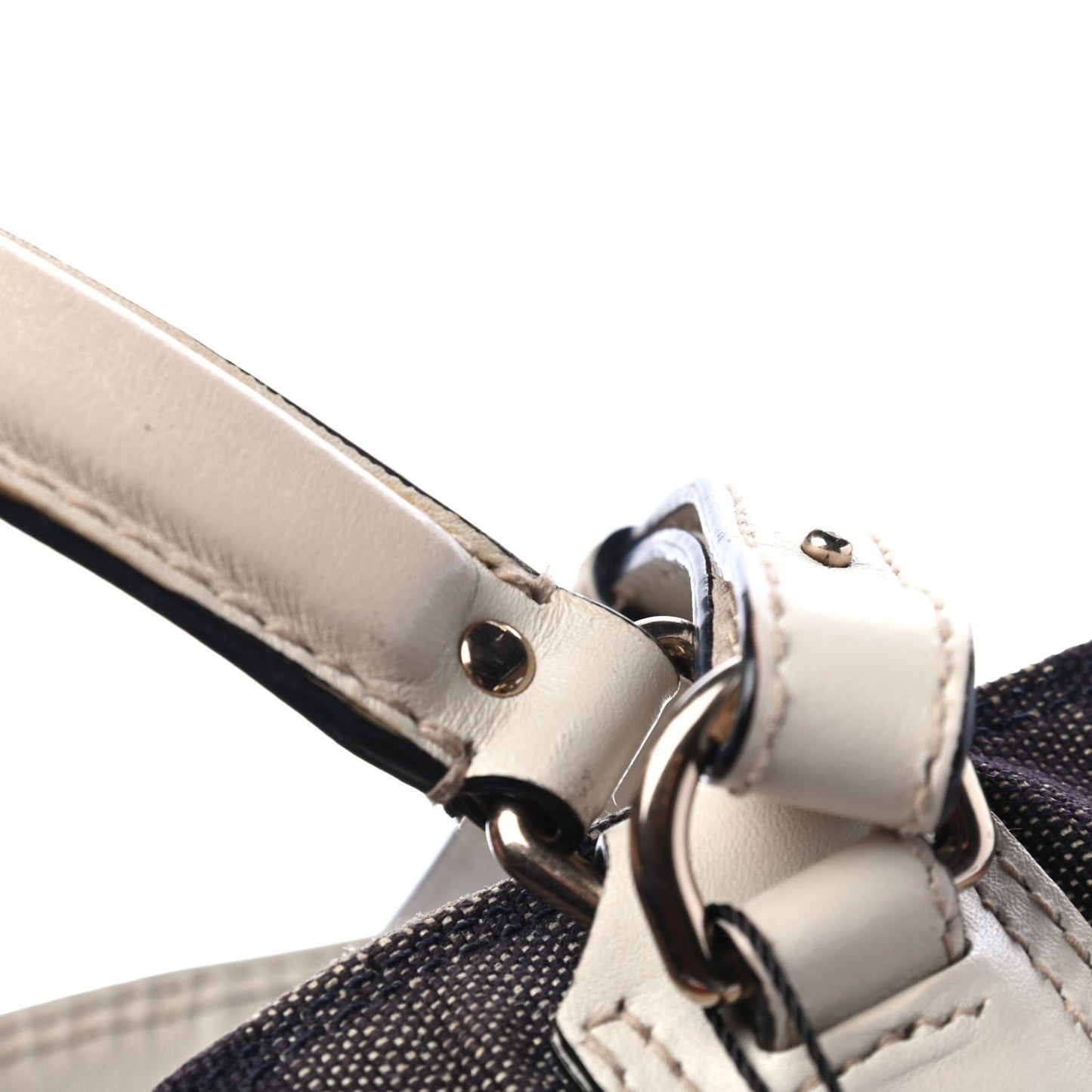 Navy Canvas Mega Check Medium Susanna Hobo White