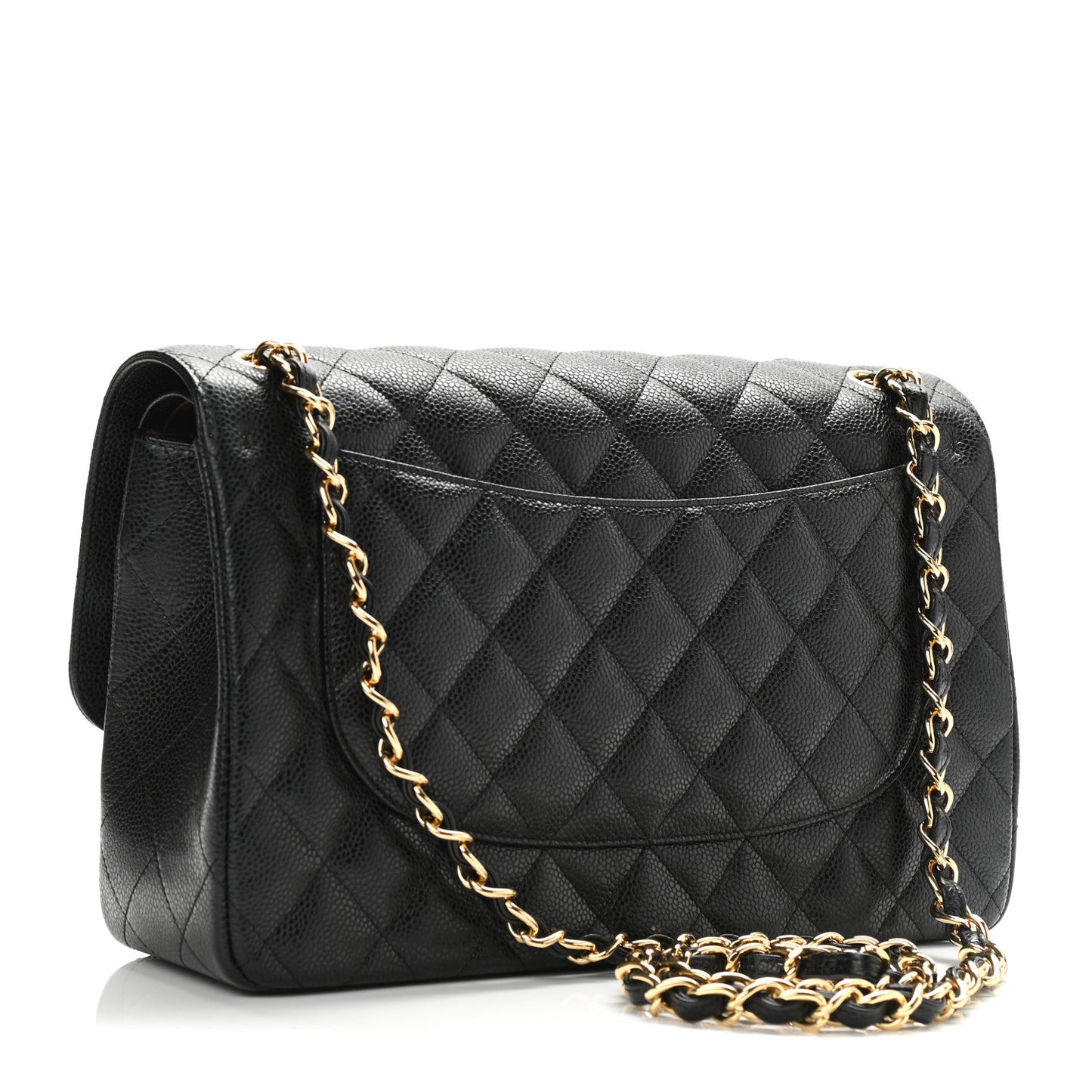 Caviar Quilted Jumbo Double Flap Black