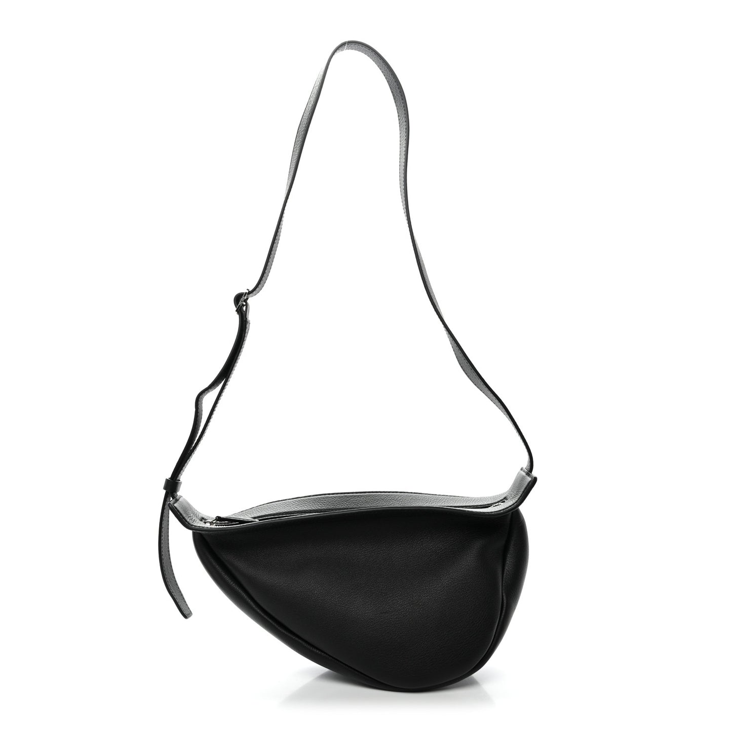 Grained Calfskin Small Slouchy Banana Bag Black