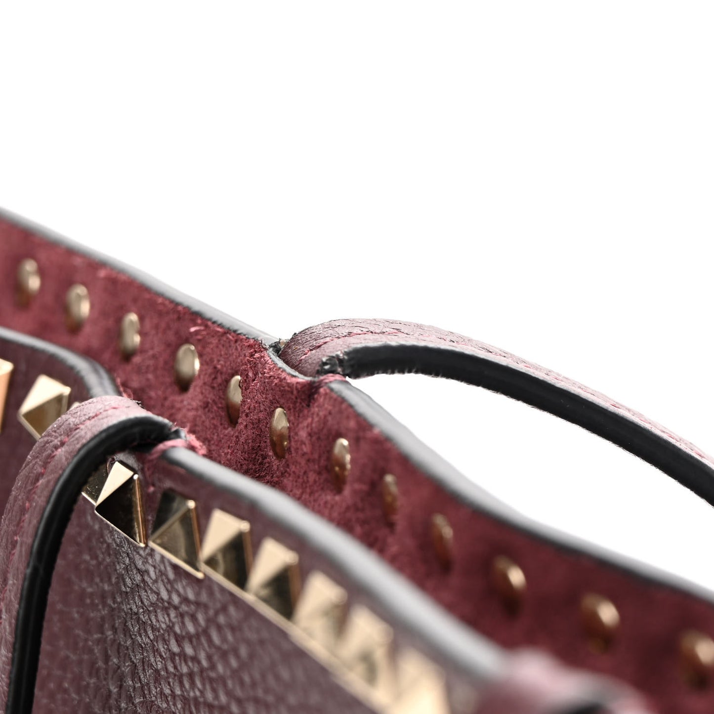 Grained Calfskin Small Rockstud Shoulder Tote Rubin