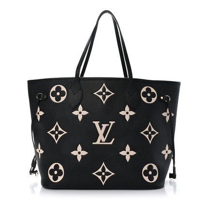 Louis Vuitton Empreinte Monogram Giant Neverfull MM Black Beige 1 of 8
