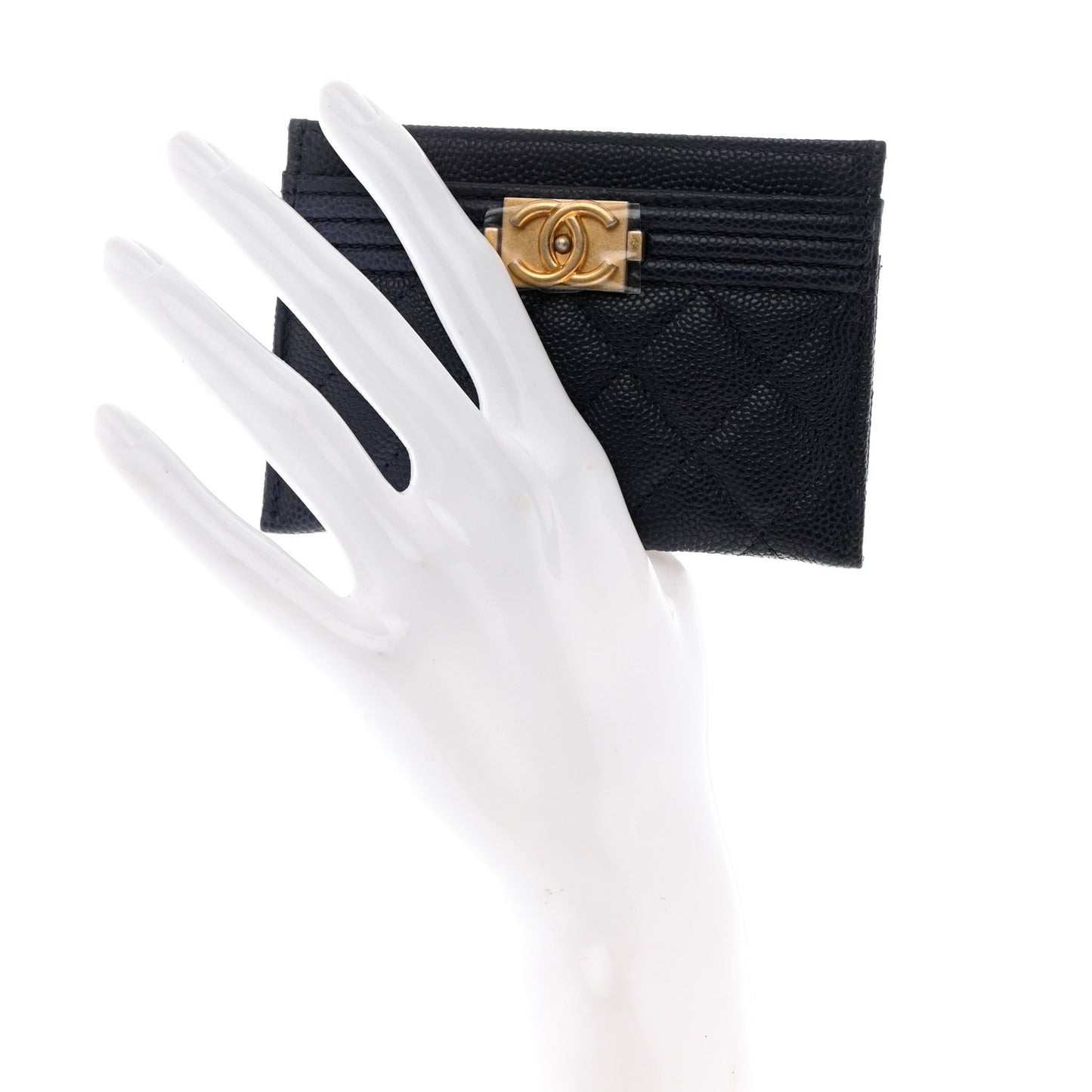 Caviar Quilted Boy Card Holder Blue