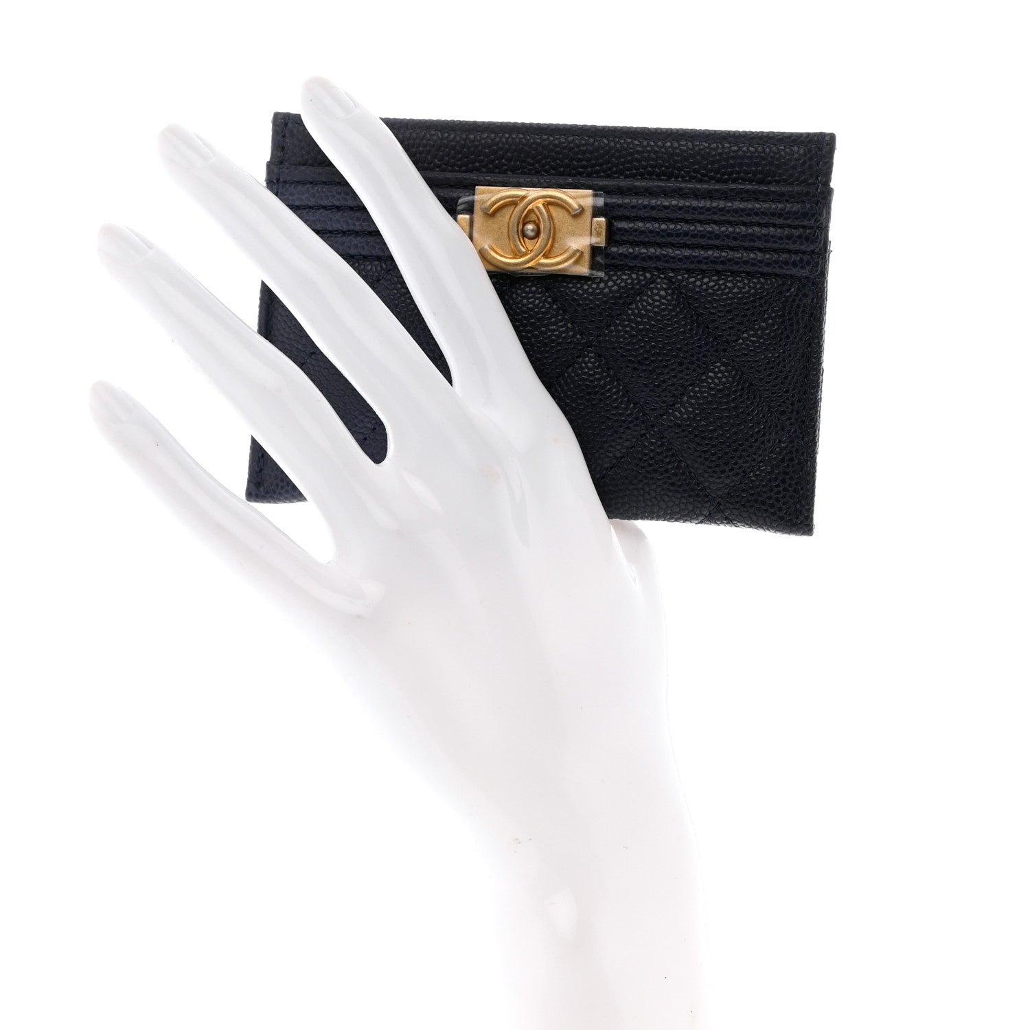 Chanel Caviar Quilted Boy Card Holder Blue 2 of 9